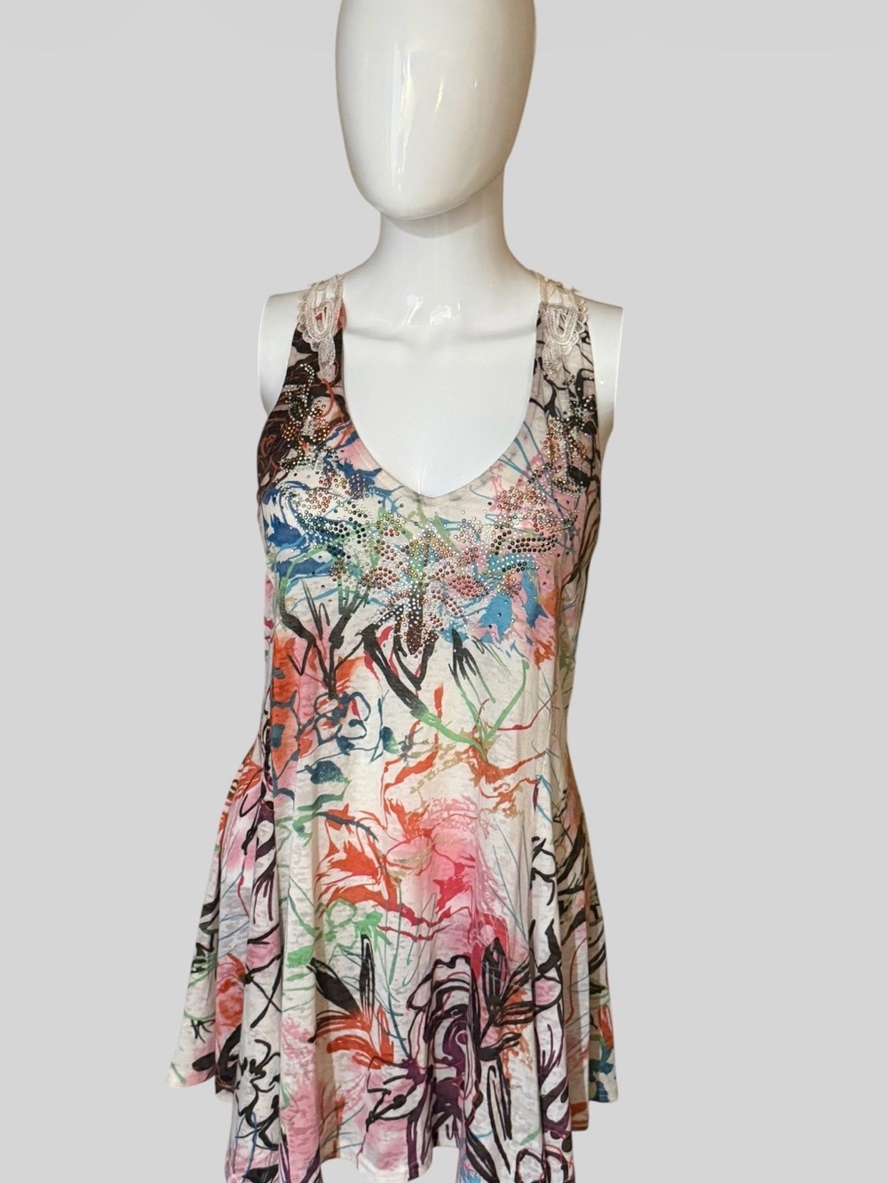 Christina Multicolor Sequin Floral Tank Top